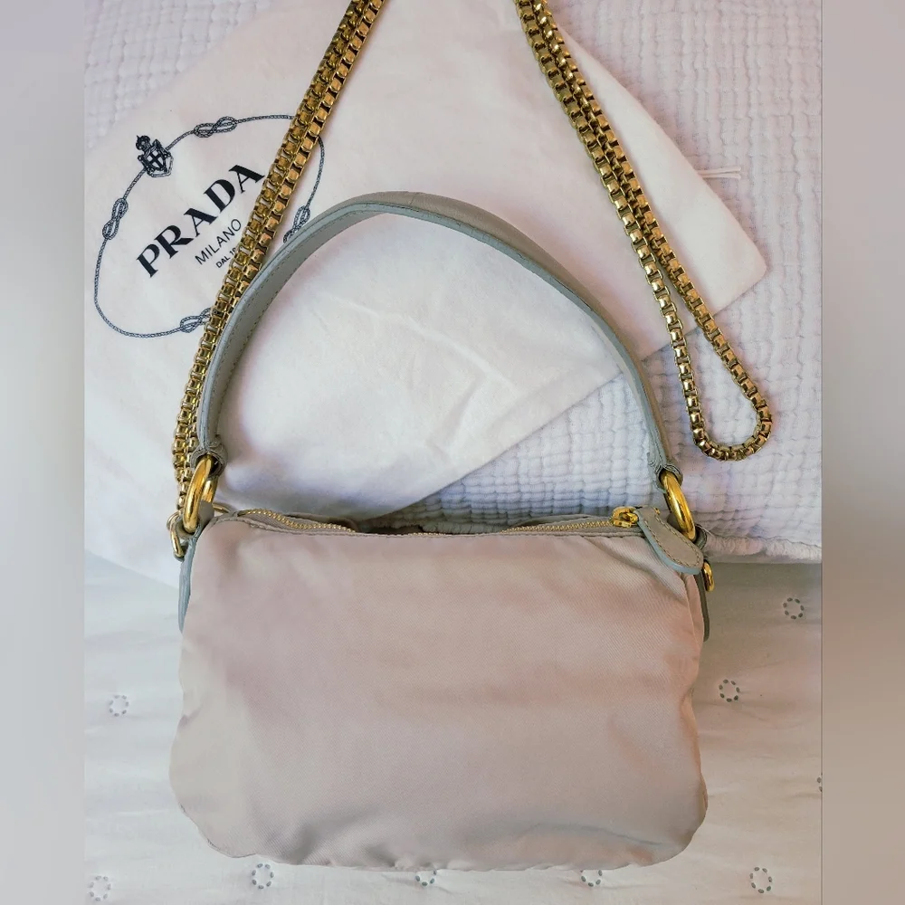 Authentic Prada Tessuto Fiocco Bow Bag - Beige Nylon Crossbody/Shoulder Bag - Picture 2 of 12